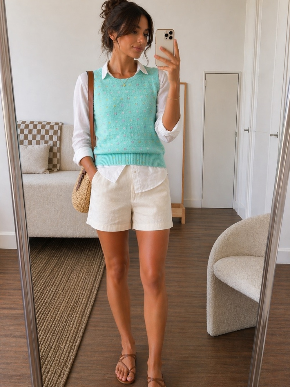 VINTAGE 90s Sweater Vest | Pastel Blue Green | Coastal granddaughter Preppy M